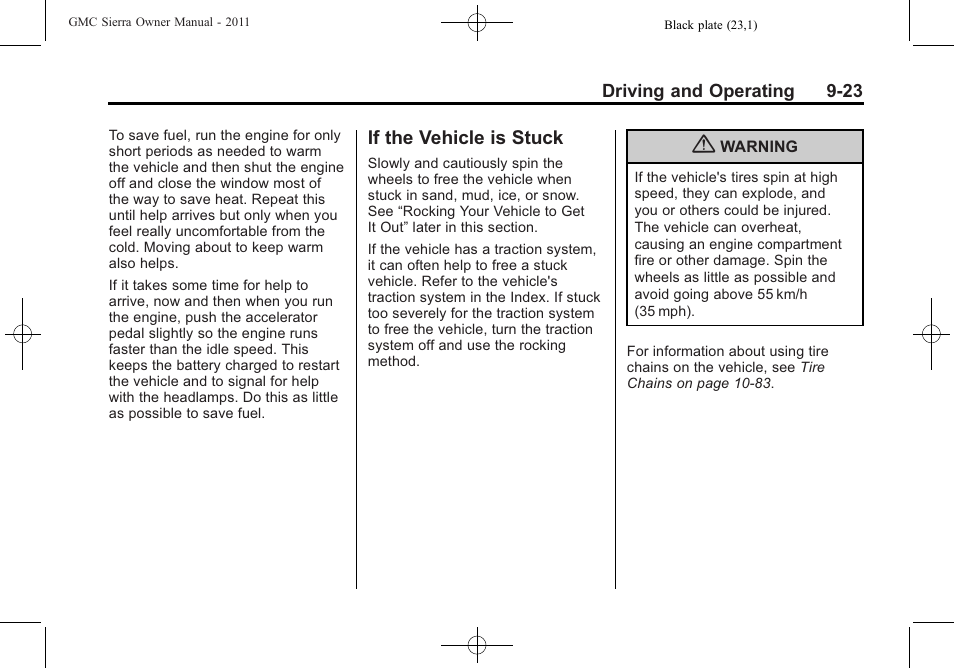 If the vehicle is stuck, If the vehicle is stuck -23 | GMC 2011 Sierra User Manual | Page 317 / 594
