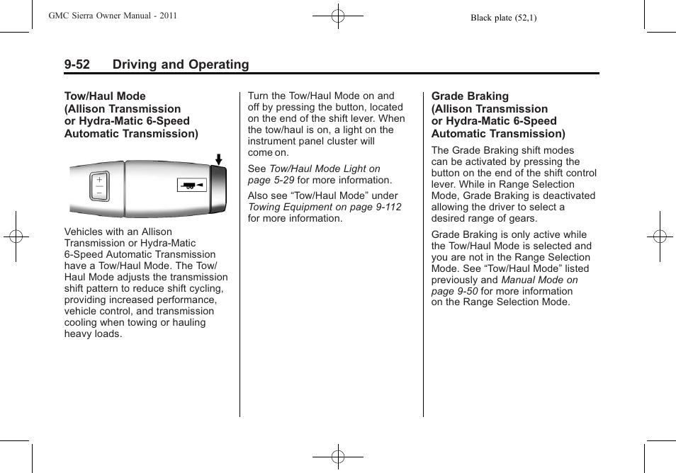 52 driving and operating | GMC 2011 Sierra User Manual | Page 346 / 594