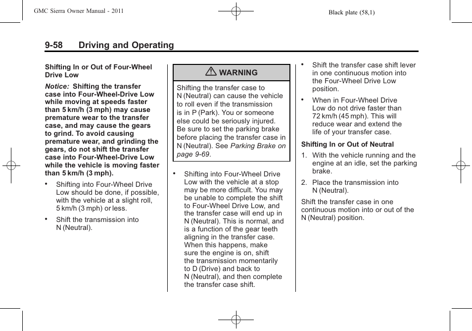 58 driving and operating | GMC 2011 Sierra User Manual | Page 352 / 594