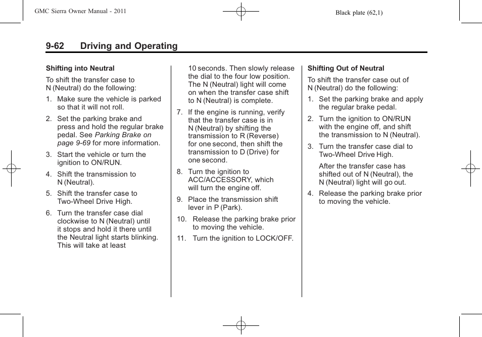 62 driving and operating | GMC 2011 Sierra User Manual | Page 356 / 594