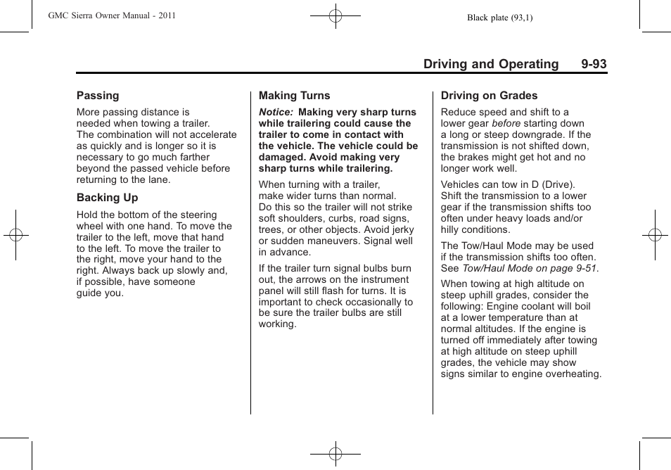 Driving and operating 9-93 | GMC 2011 Sierra User Manual | Page 387 / 594