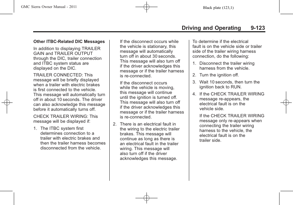 Driving and operating 9-123 | GMC 2011 Sierra User Manual | Page 417 / 594