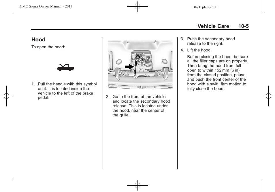 Hood, Hood -5 | GMC 2011 Sierra User Manual | Page 429 / 594