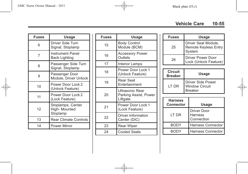 Vehicle care 10-55 | GMC 2011 Sierra User Manual | Page 479 / 594