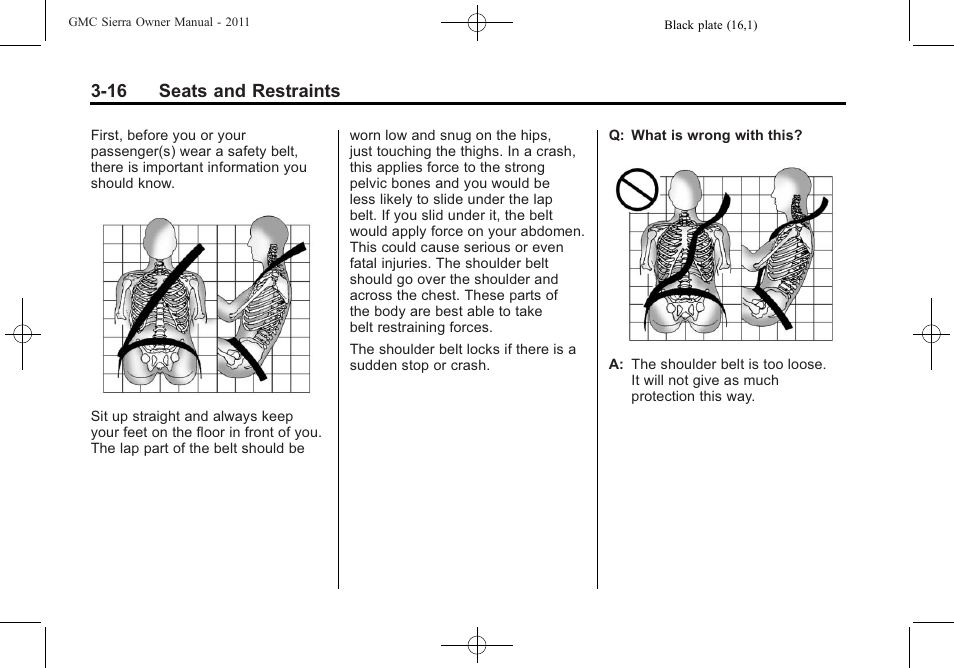16 seats and restraints | GMC 2011 Sierra User Manual | Page 84 / 594
