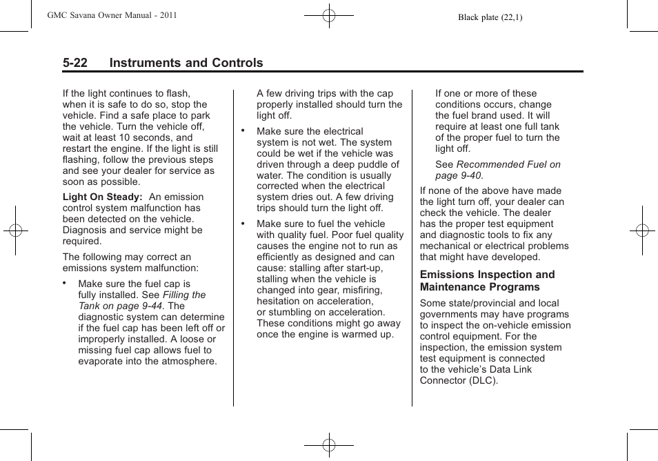 22 instruments and controls | GMC 2011 Savana User Manual | Page 138 / 410
