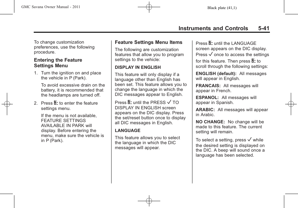 GMC 2011 Savana User Manual | Page 157 / 410