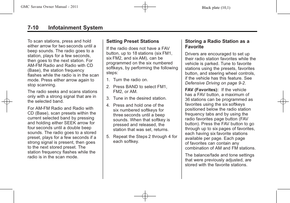 10 infotainment system | GMC 2011 Savana User Manual | Page 180 / 410