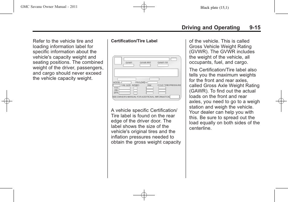 GMC 2011 Savana User Manual | Page 223 / 410