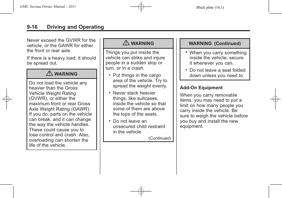 GMC 2011 Savana User Manual | Page 224 / 410