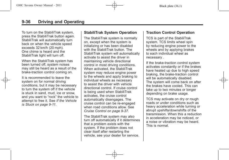 36 driving and operating | GMC 2011 Savana User Manual | Page 244 / 410