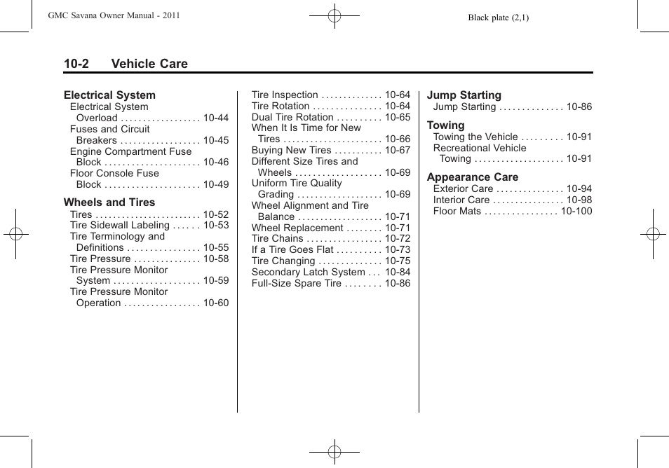 2 vehicle care | GMC 2011 Savana User Manual | Page 268 / 410