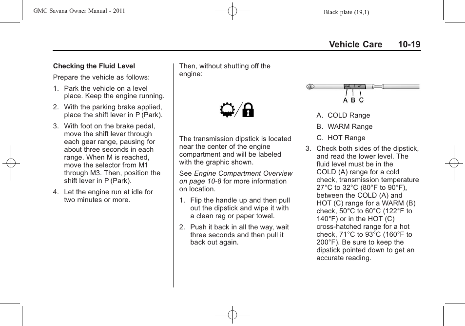 Vehicle care 10-19 | GMC 2011 Savana User Manual | Page 285 / 410