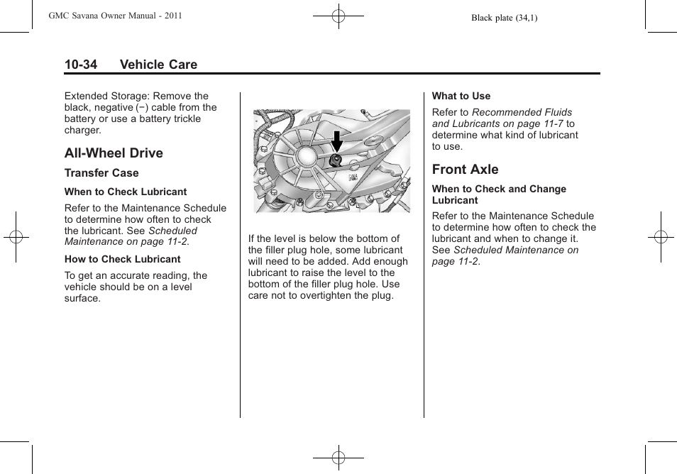 All-wheel drive, Front axle, All-wheel drive -34 front axle -34 | GMC 2011 Savana User Manual | Page 300 / 410
