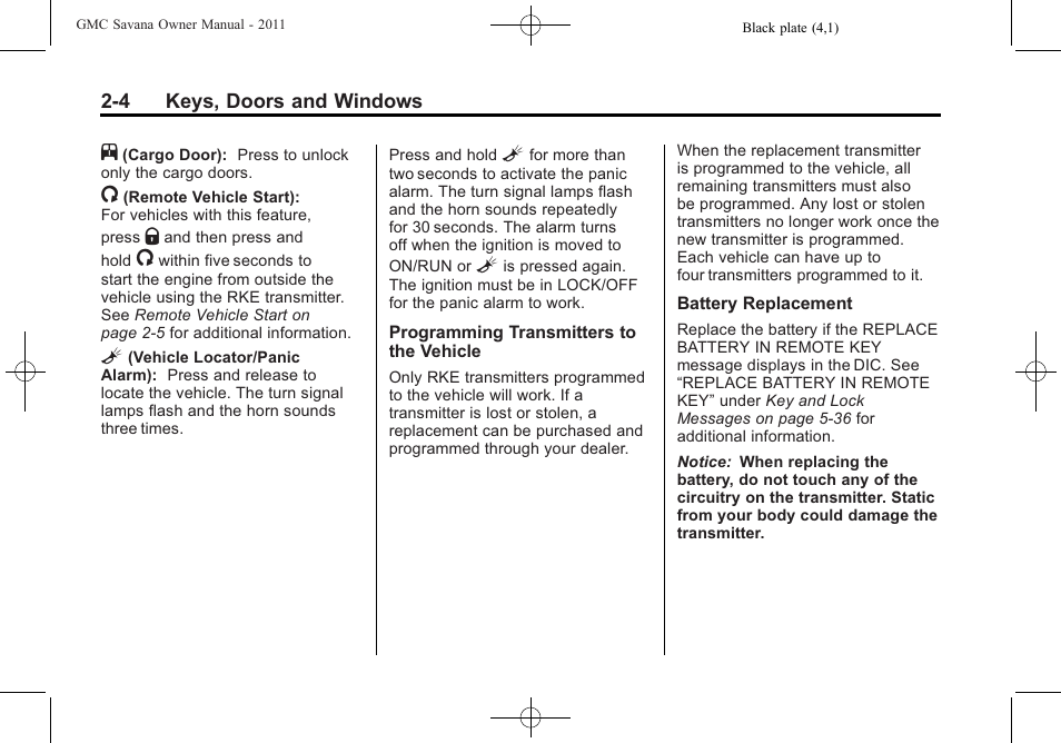 GMC 2011 Savana User Manual | Page 32 / 410