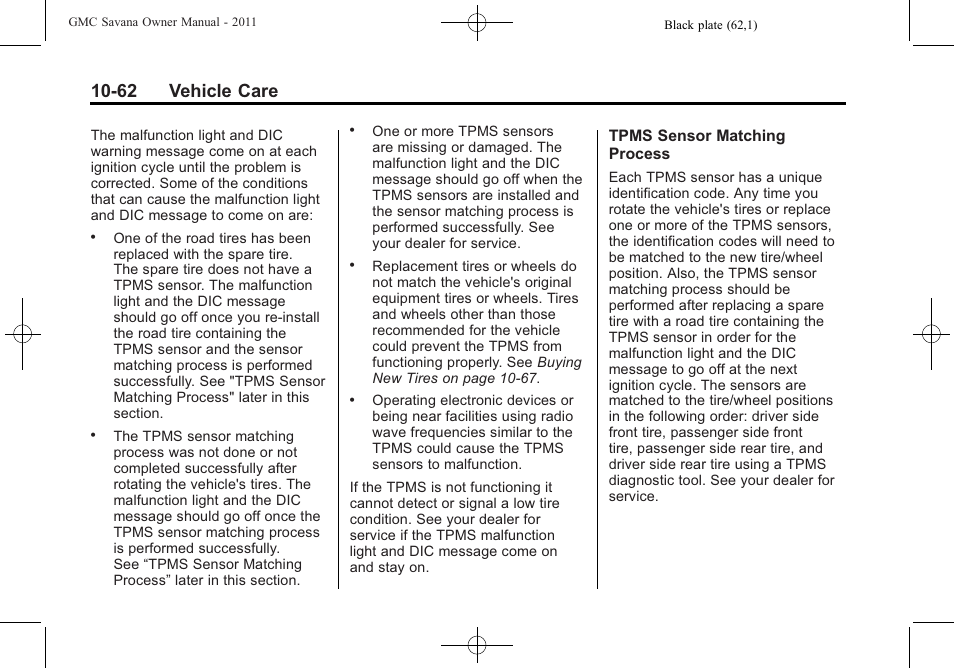 62 vehicle care | GMC 2011 Savana User Manual | Page 328 / 410