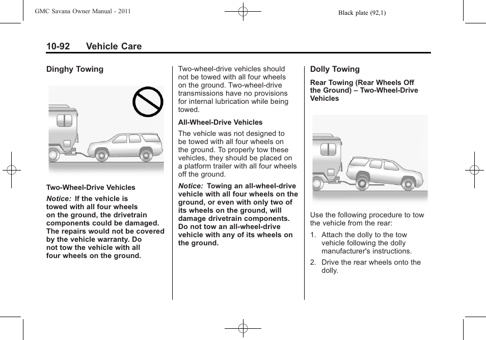 92 vehicle care | GMC 2011 Savana User Manual | Page 358 / 410