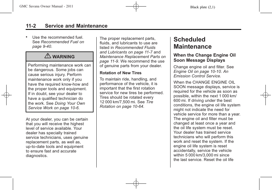 Scheduled maintenance, Scheduled maintenance -2, Recommended | GMC 2011 Savana User Manual | Page 368 / 410