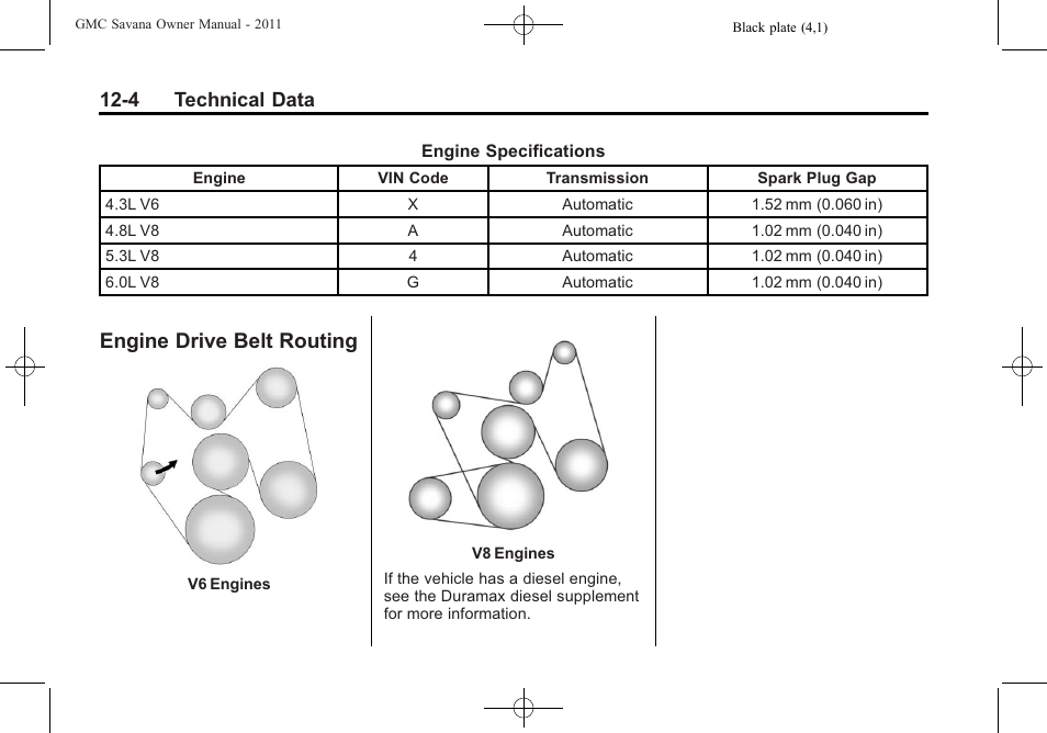 Engine drive belt routing, Engine drive belt routing -4, 4 technical data | GMC 2011 Savana User Manual | Page 382 / 410