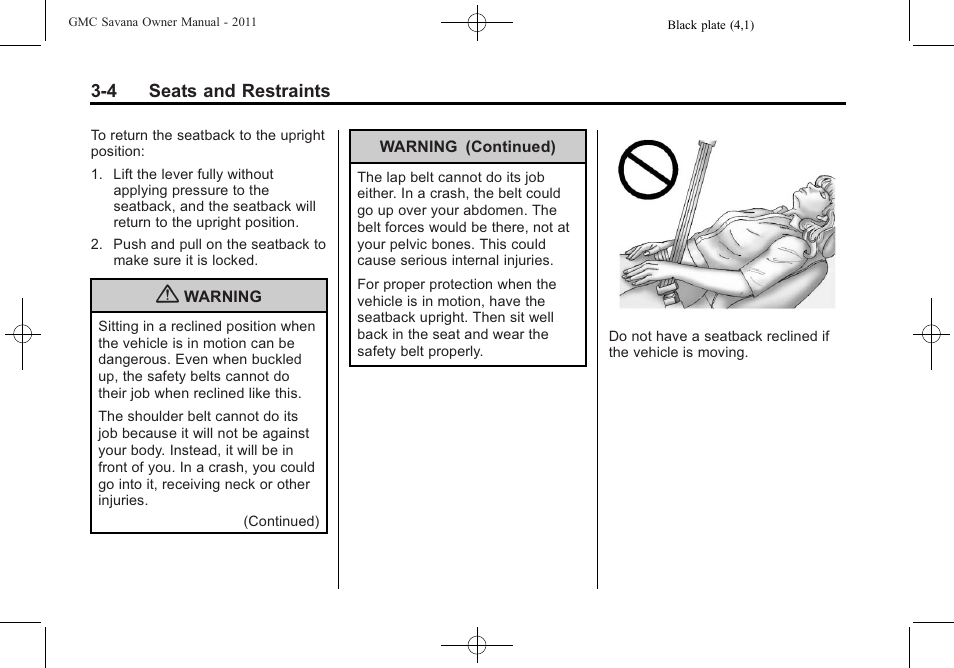 GMC 2011 Savana User Manual | Page 52 / 410