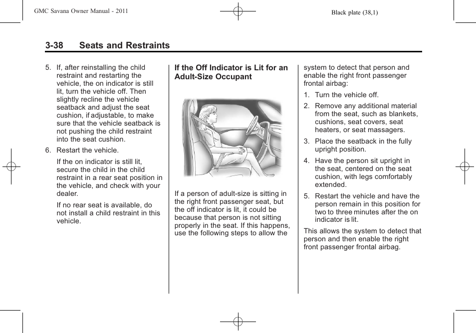 38 seats and restraints | GMC 2011 Savana User Manual | Page 86 / 410