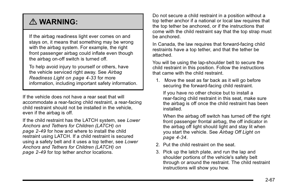 Warning | GMC 2010 Sierra User Manual | Page 109 / 658