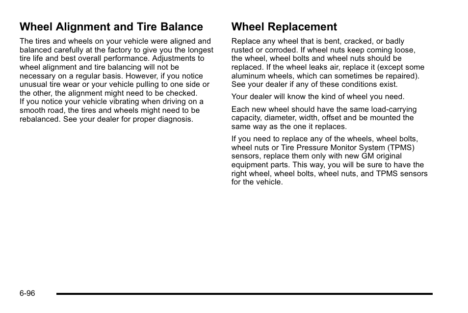 Wheel alignment and tire balance, Wheel replacement | GMC 2010 Sierra User Manual | Page 556 / 658