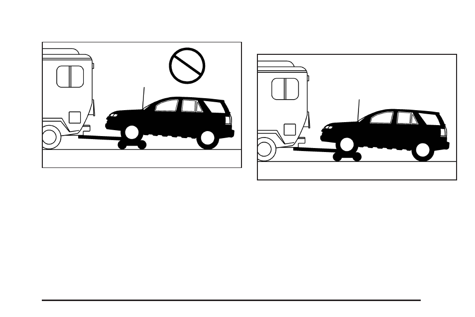 Dolly towing (all-wheel-drive vehicles), Dolly towing (front-wheel-drive vehicles only) | GMC 2008 Acadia User Manual | Page 301 / 472