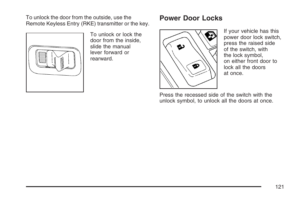 Power door locks | GMC 2007 Sierra User Manual | Page 121 / 674