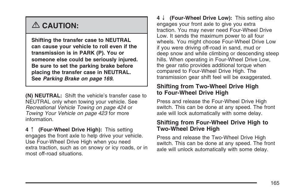 Caution | GMC 2007 Sierra User Manual | Page 165 / 674