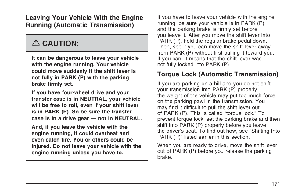 Caution | GMC 2007 Sierra User Manual | Page 171 / 674