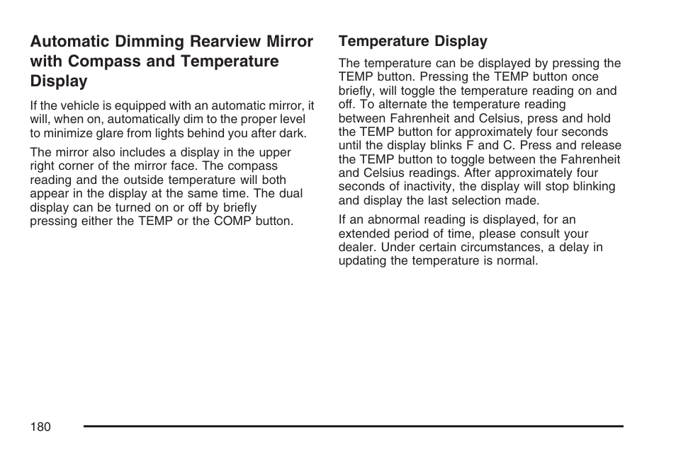 Automatic dimming rearview mirror with, Compass and temperature display | GMC 2007 Sierra User Manual | Page 180 / 674