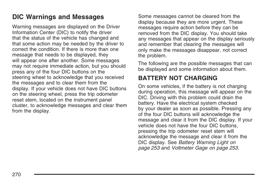 Dic warnings and messages | GMC 2007 Sierra User Manual | Page 270 / 674