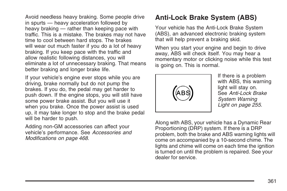 Anti-lock brake system (abs) | GMC 2007 Sierra User Manual | Page 361 / 674