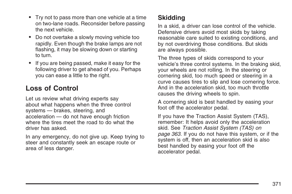 Loss of control | GMC 2007 Sierra User Manual | Page 371 / 674
