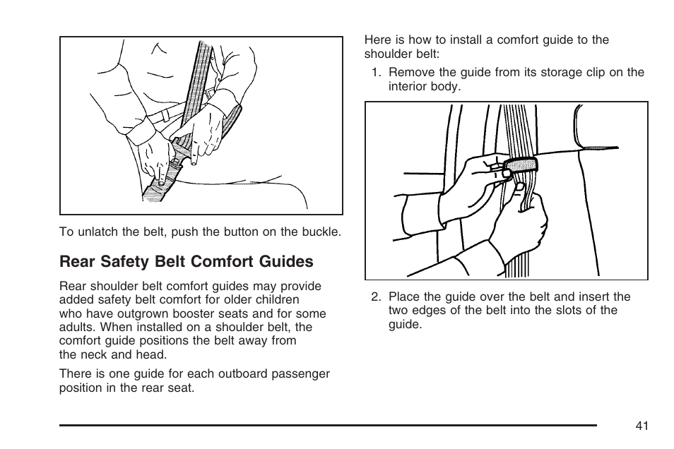 Rear safety belt comfort guides | GMC 2007 Sierra User Manual | Page 41 / 674