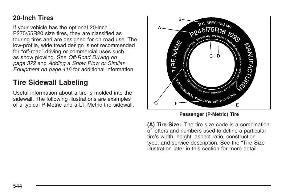Tire sidewall labeling | GMC 2007 Sierra User Manual | Page 544 / 674