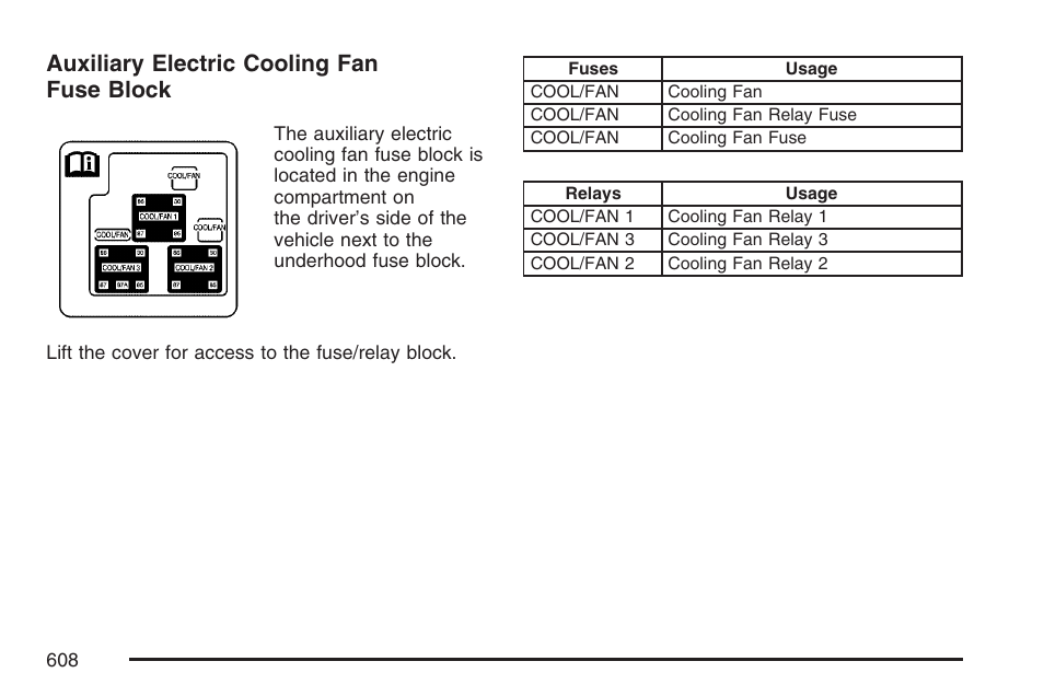Auxiliary electric cooling fan fuse block | GMC 2007 Sierra User Manual | Page 608 / 674