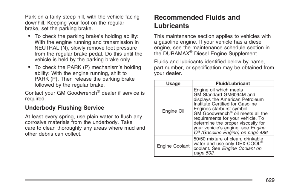 Recommended fluids and lubricants | GMC 2007 Sierra User Manual | Page 629 / 674