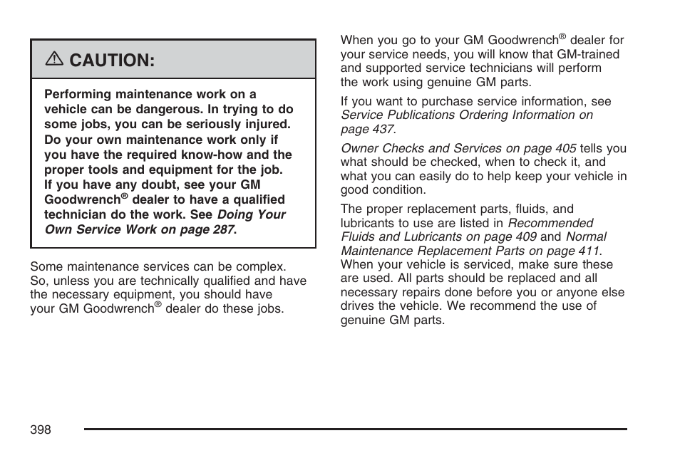 Caution | GMC 2007 Savana User Manual | Page 398 / 452