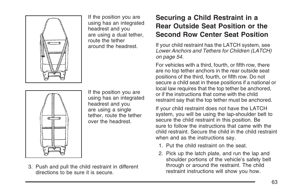 Securing a child restraint in a | GMC 2007 Savana User Manual | Page 63 / 452