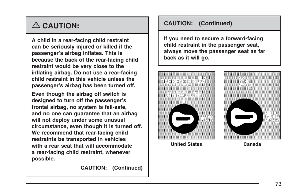 Caution | GMC 2007 Savana User Manual | Page 73 / 452