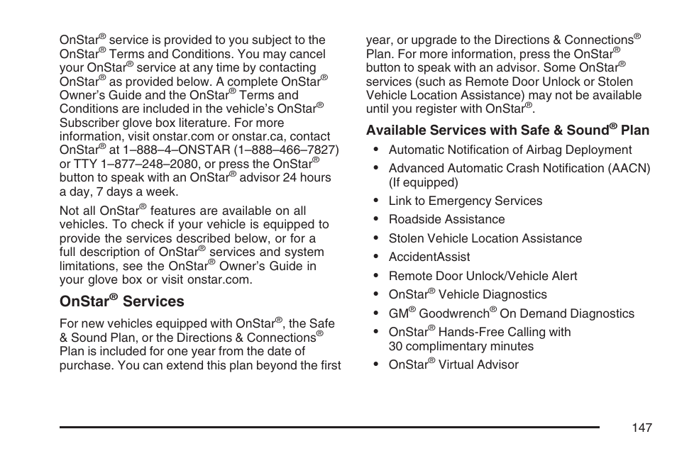 Onstar, Services | GMC 2007 Canyon User Manual | Page 147 / 492