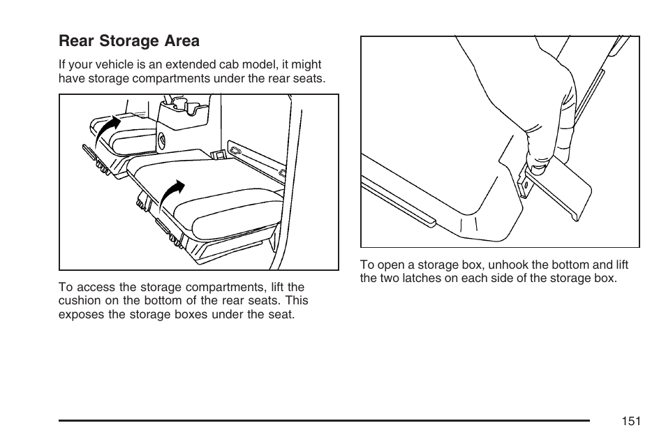 Rear storage area | GMC 2007 Canyon User Manual | Page 151 / 492