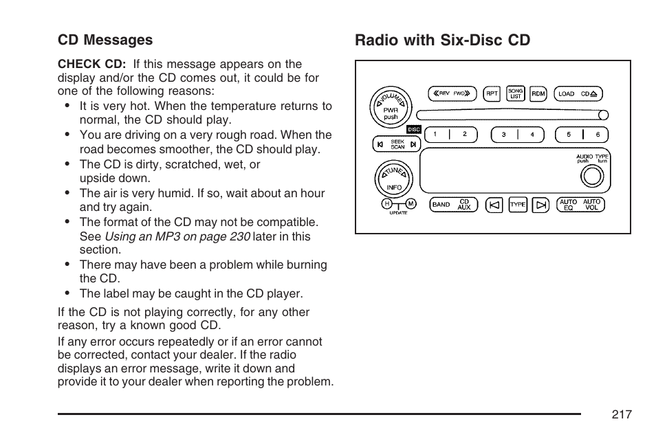 Radio with six-disc cd | GMC 2007 Canyon User Manual | Page 217 / 492