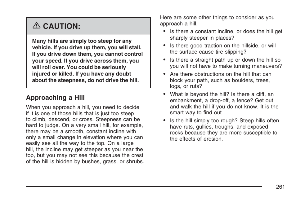 Caution | GMC 2007 Canyon User Manual | Page 261 / 492