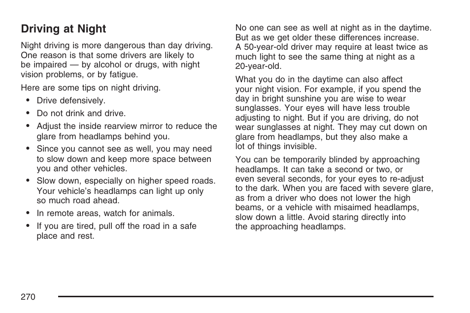 Driving at night | GMC 2007 Canyon User Manual | Page 270 / 492
