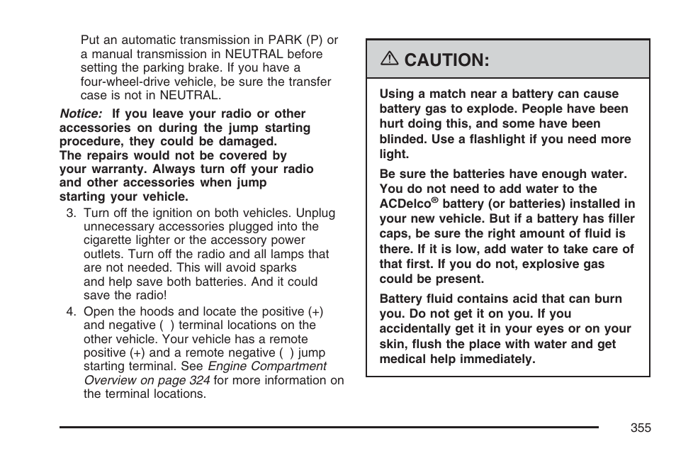 Caution | GMC 2007 Canyon User Manual | Page 355 / 492