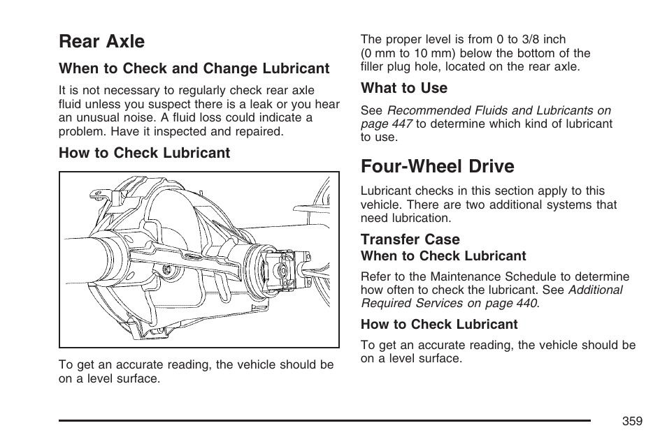 Rear axle, Four-wheel drive | GMC 2007 Canyon User Manual | Page 359 / 492
