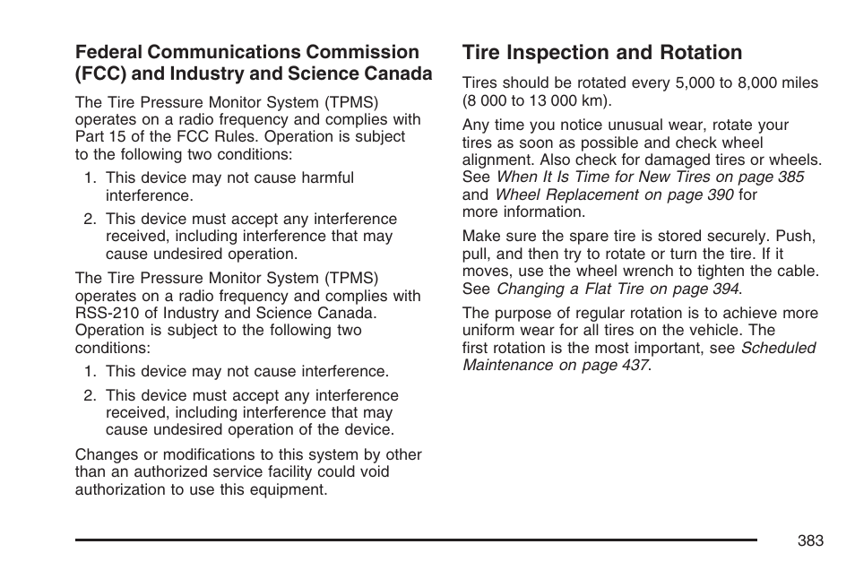 Tire inspection and rotation | GMC 2007 Canyon User Manual | Page 383 / 492